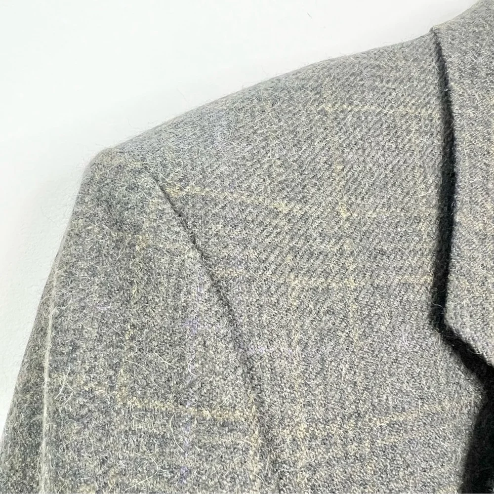 Vintage union made Alpaca wool preppy academia classic plaid blazer jacket 40 R
